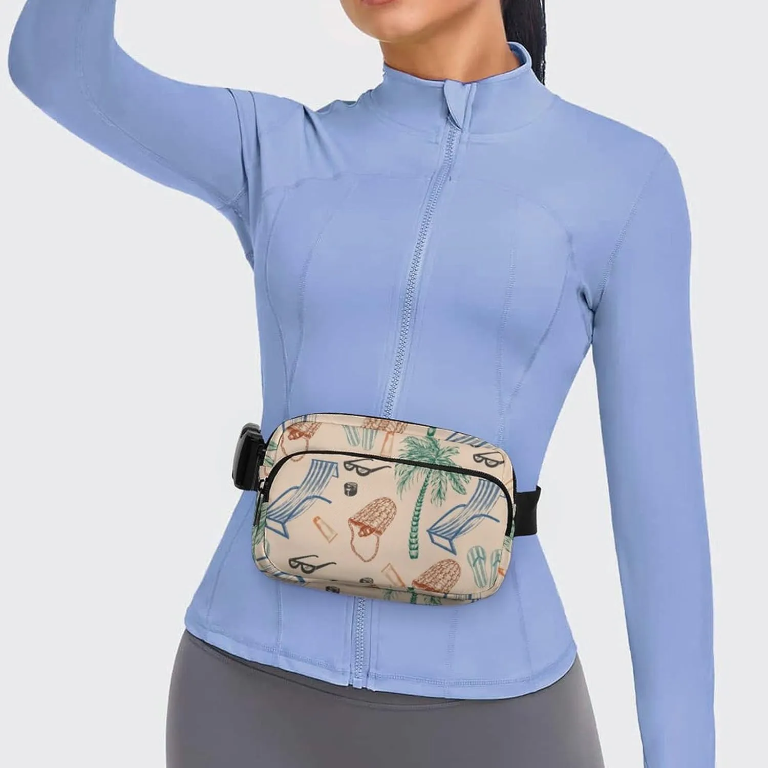 Fanny Pack for Women Men Beach Belt Bag Palm Tree Waist Pack Bum Bag for Running Cycling Hiking Travel Workout with Adjustable Strap