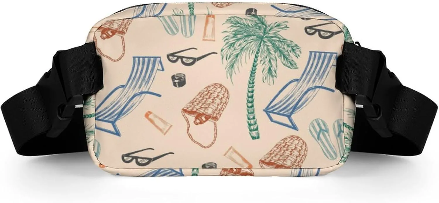 Fanny Pack for Women Men Beach Belt Bag Palm Tree Waist Pack Bum Bag for Running Cycling Hiking Travel Workout with Adjustable Strap