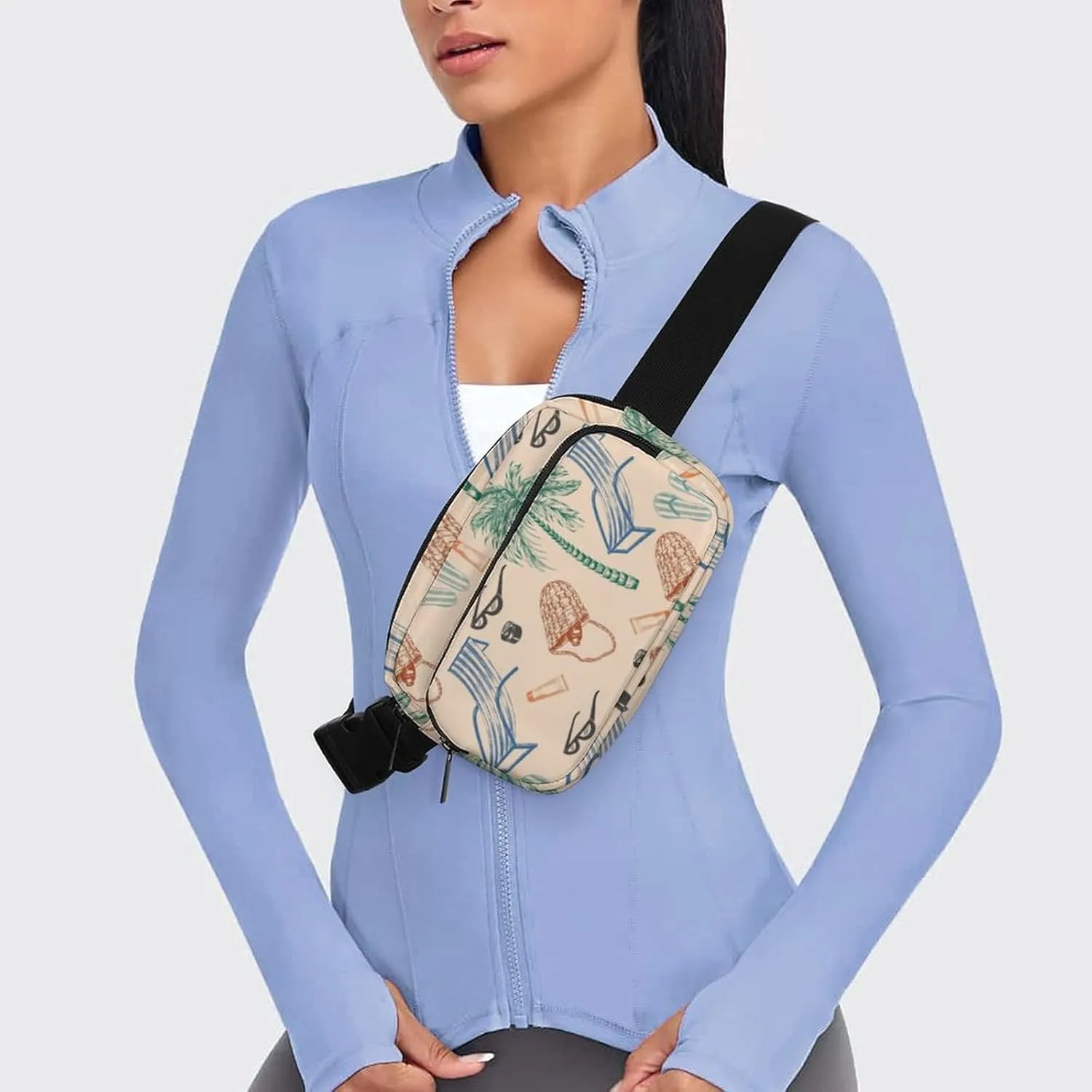 Fanny Pack for Women Men Beach Belt Bag Palm Tree Waist Pack Bum Bag for Running Cycling Hiking Travel Workout with Adjustable Strap