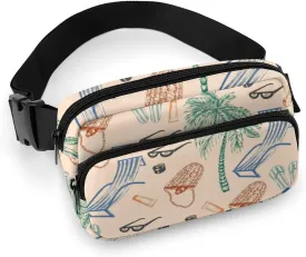 Fanny Pack for Women Men Beach Belt Bag Palm Tree Waist Pack Bum Bag for Running Cycling Hiking Travel Workout with Adjustable Strap