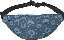 Fanny Pack for Women Men,Stars Sun Moon Blue Boho Large Crossbody Waist Pack Belt Bag for Workout Hiking Running Travel, Onesize