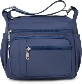 F.FETIVIN Women Floral Shoulder Handbag Roomy Multiple Pockets Bag Ladies Crossbody Lightweight Nylon Travel Purses
