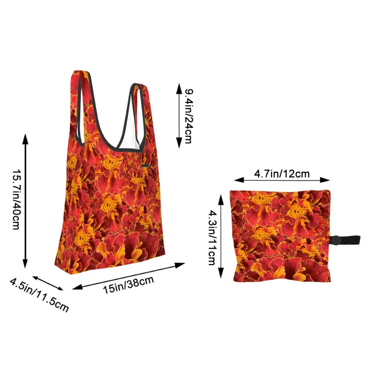Folding Shopping Bag (Polyester with storage pouch) Marigold 1