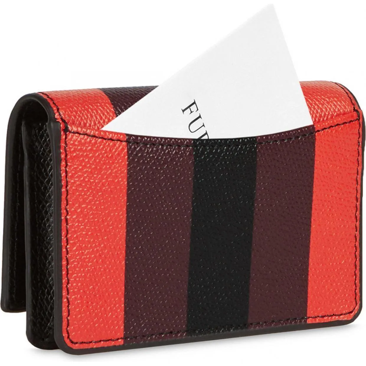 Furla Ribbon Small Card Case - Nero Talco Fuoco Burgundy
