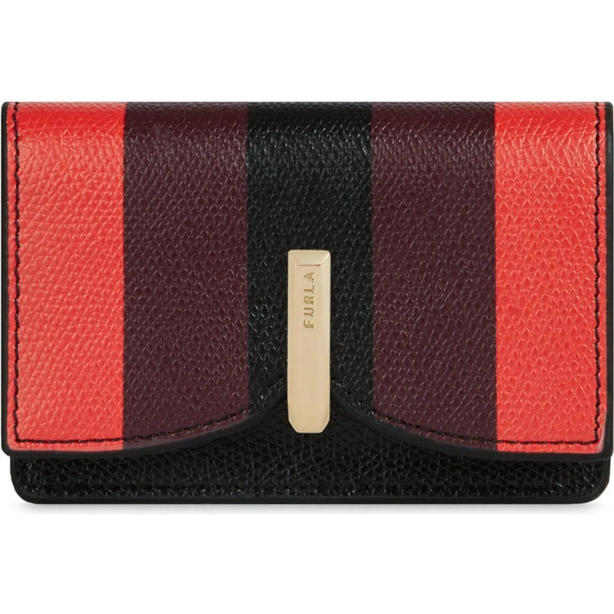 Furla Ribbon Small Card Case - Nero Talco Fuoco Burgundy