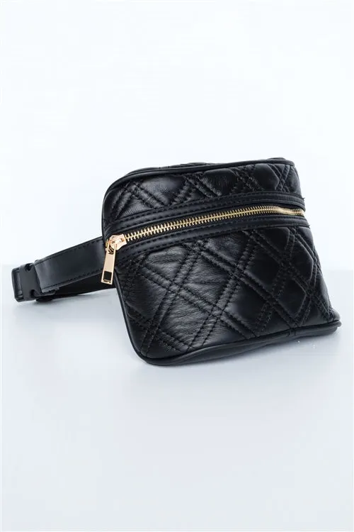 Galaxy Quilted Leather Waist Bag (Black)