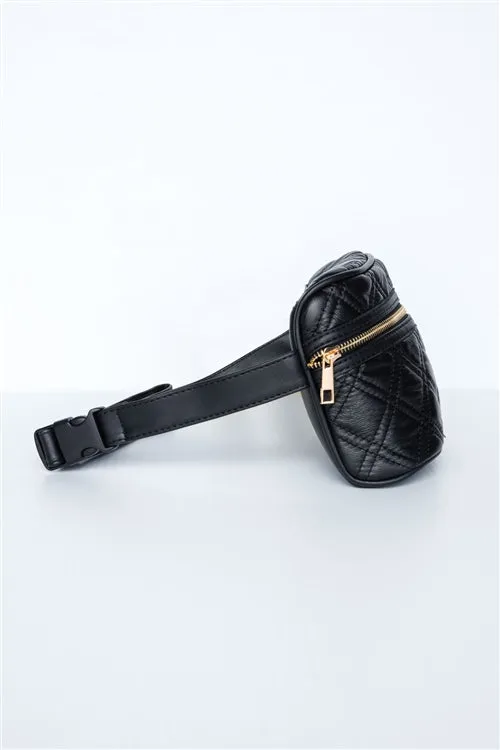 Galaxy Quilted Leather Waist Bag (Black)