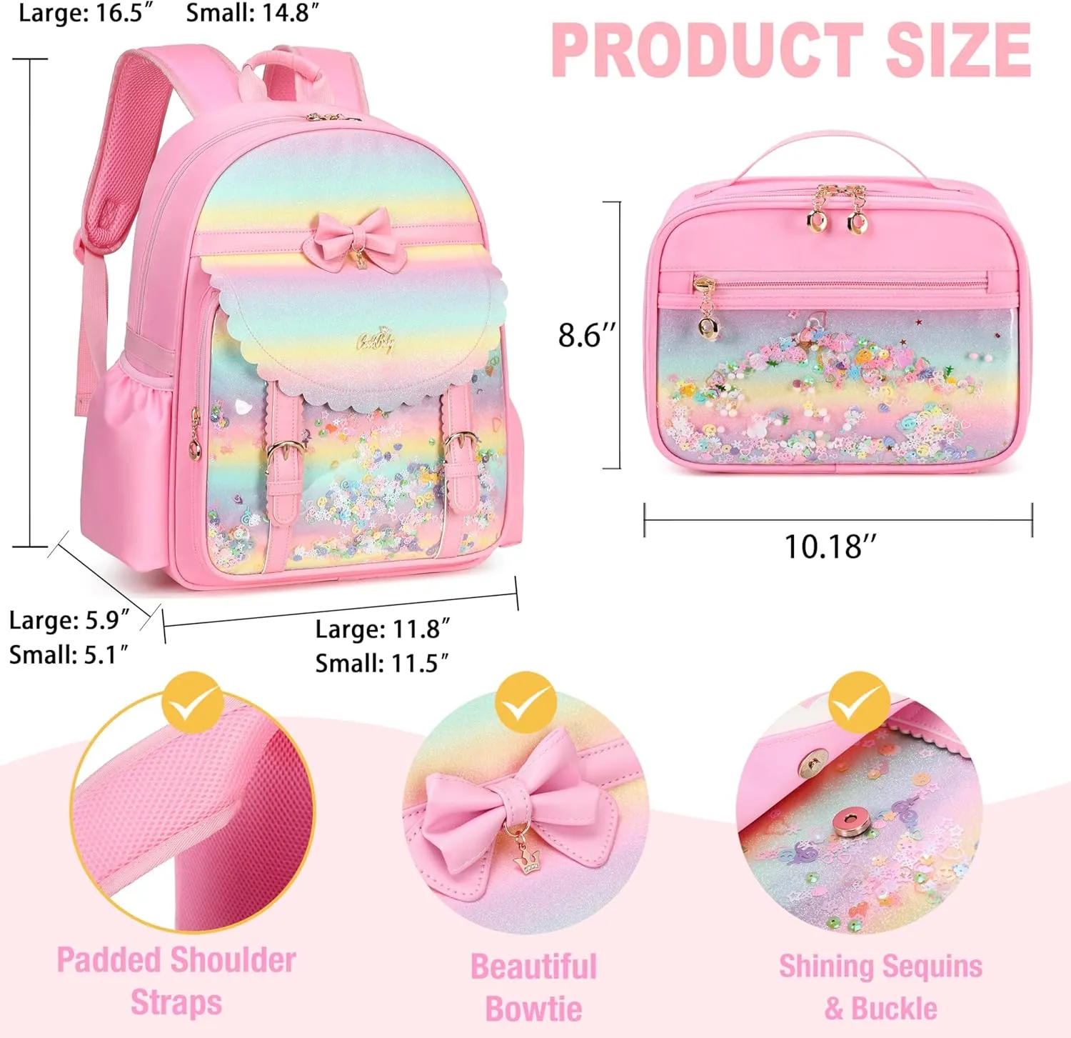 Gazigo Children Princess Waterproof PU Backpack for Girls Elementary School Girl Bookbags
