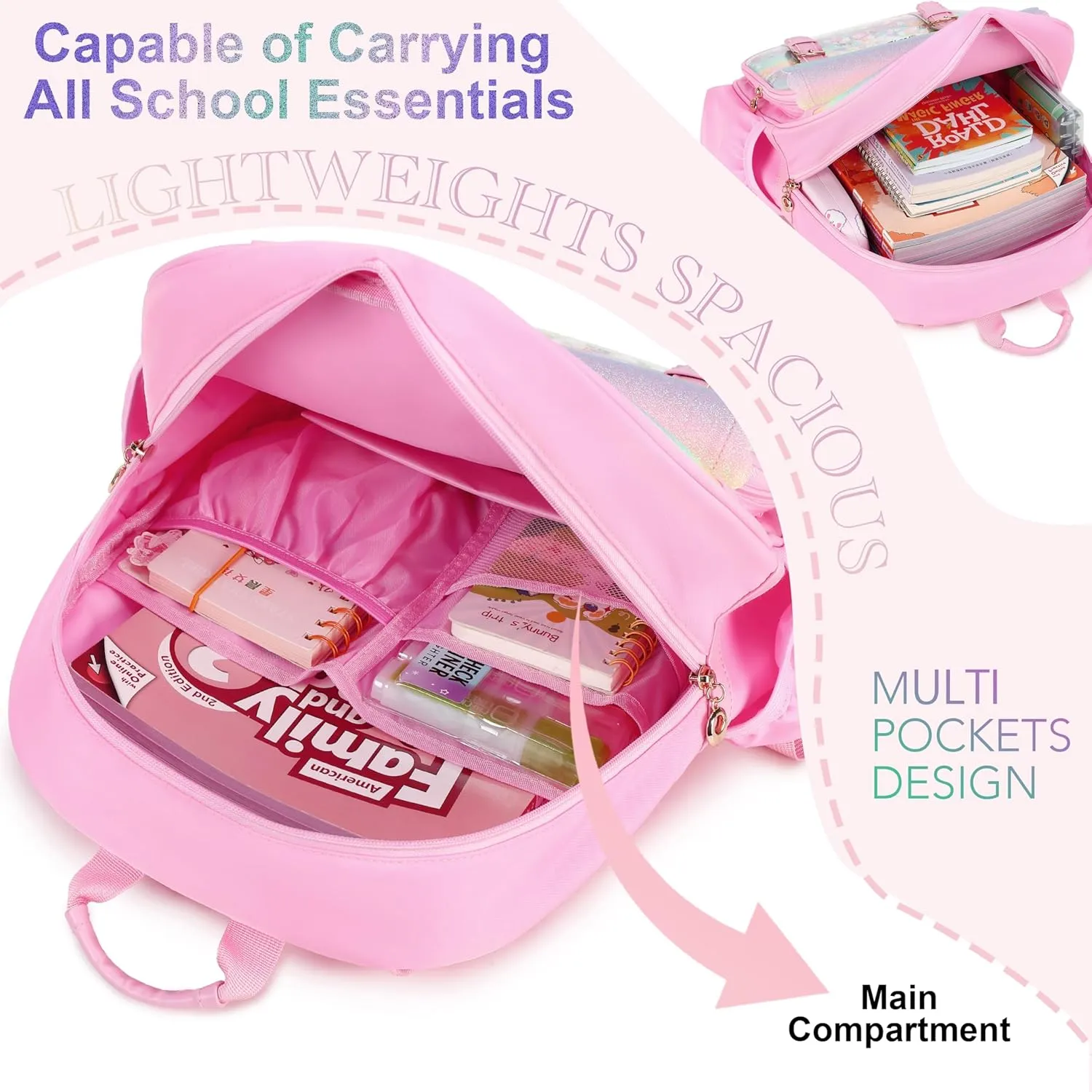 Gazigo Children Princess Waterproof PU Backpack for Girls Elementary School Girl Bookbags