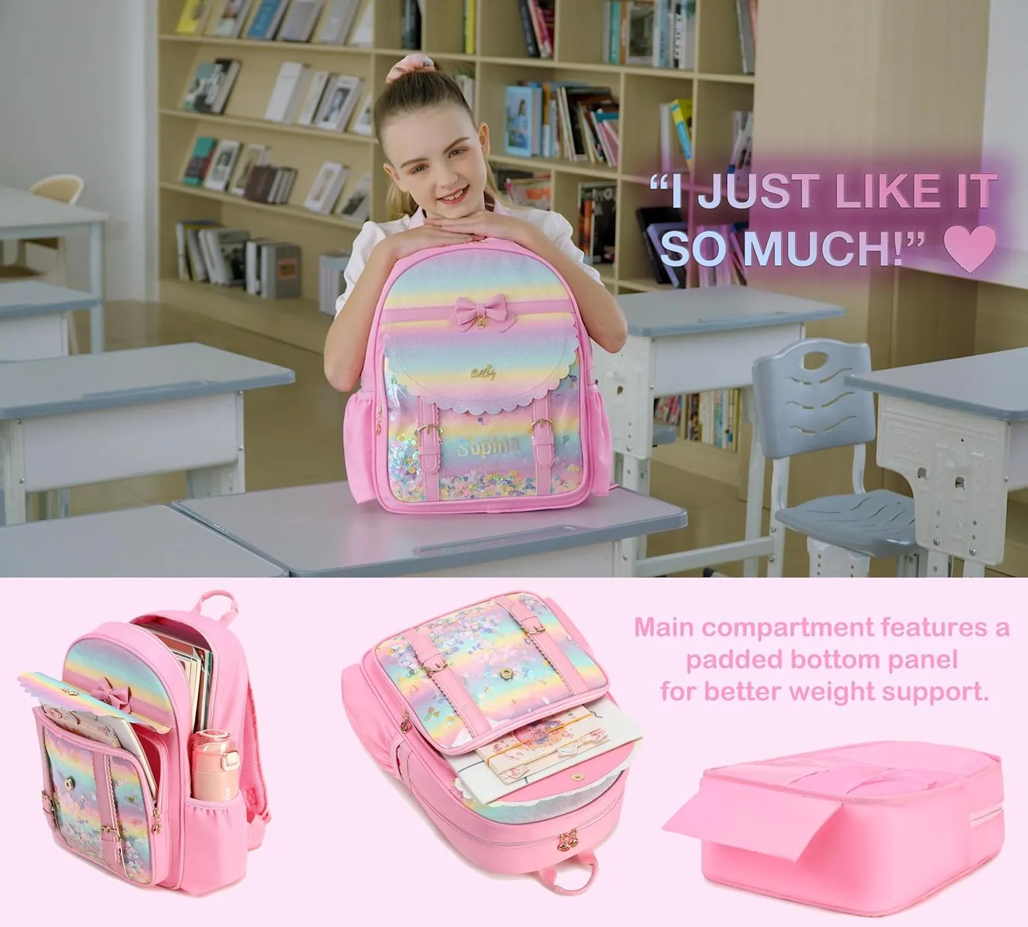 Gazigo Children Princess Waterproof PU Backpack for Girls Elementary School Girl Bookbags
