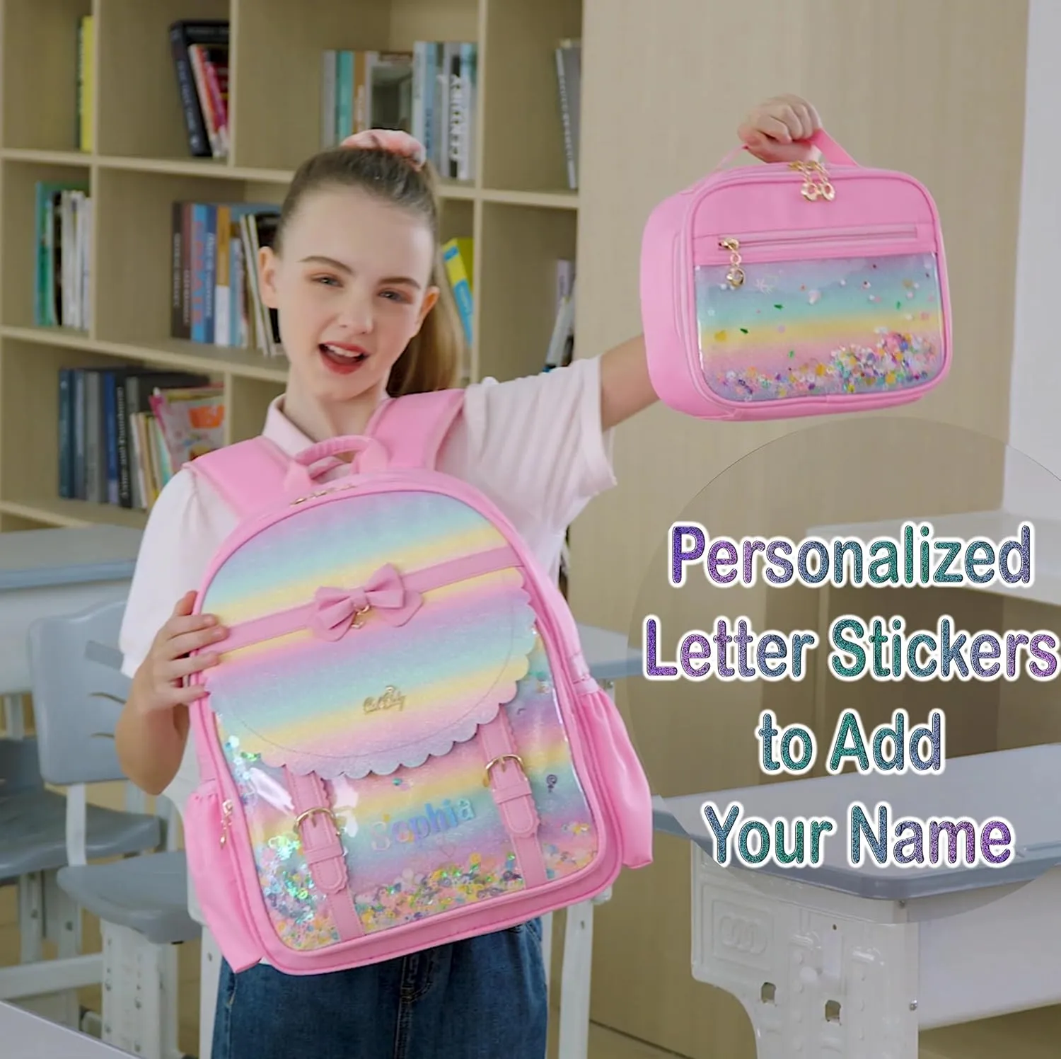 Gazigo Children Princess Waterproof PU Backpack for Girls Elementary School Girl Bookbags