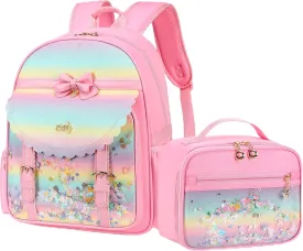 Gazigo Children Princess Waterproof PU Backpack for Girls Elementary School Girl Bookbags