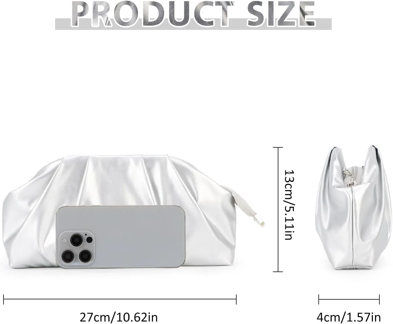 GOKTOW Ruched Dumpling Clutch Purse Women's Evening Bag Soft Vegan Leather Handbags for Weddings Proms Cocktail-Gemma