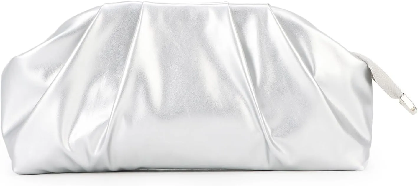 GOKTOW Ruched Dumpling Clutch Purse Women's Evening Bag Soft Vegan Leather Handbags for Weddings Proms Cocktail-Gemma