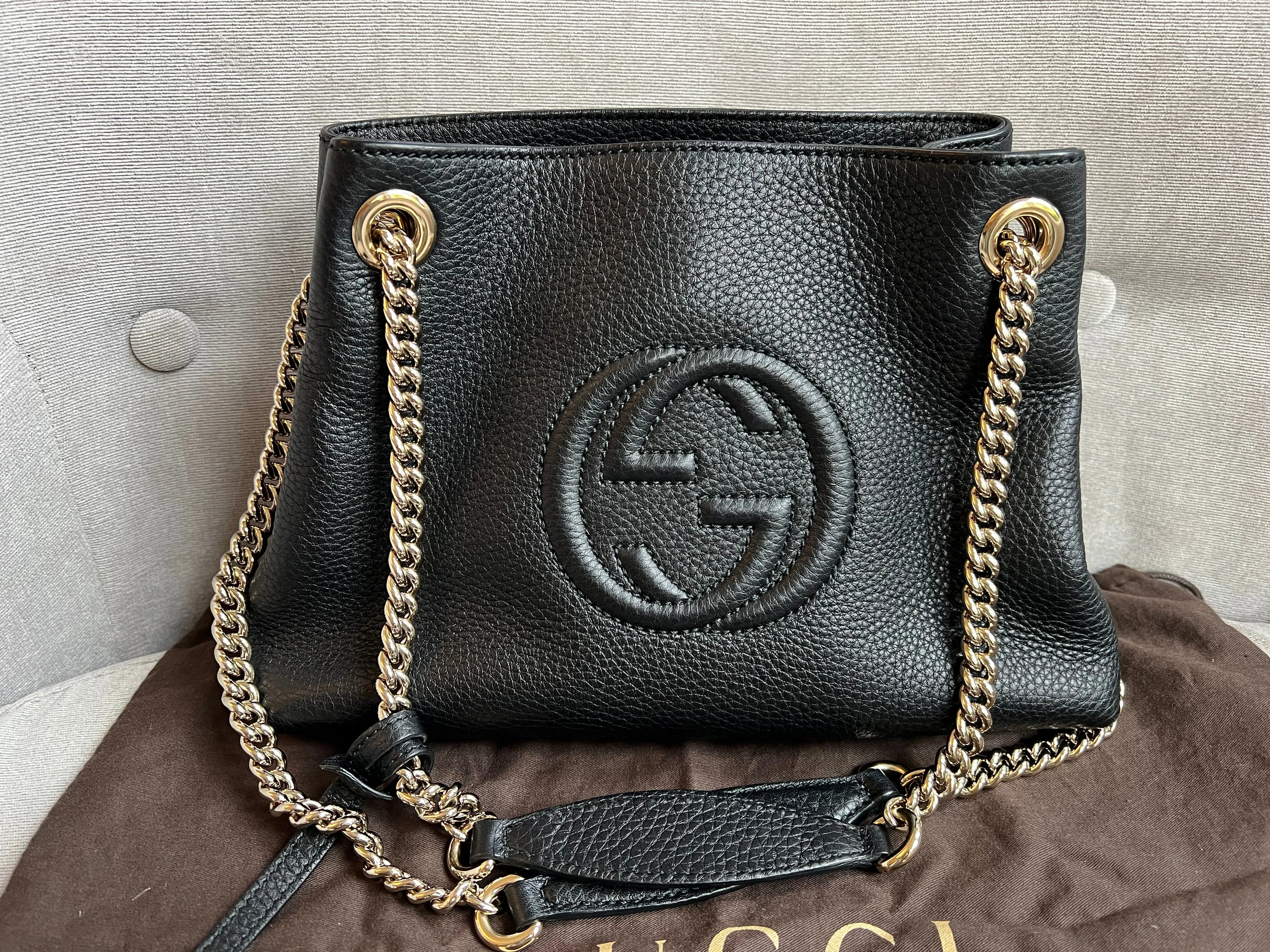Gucci Black Mini Soho Chain Tote