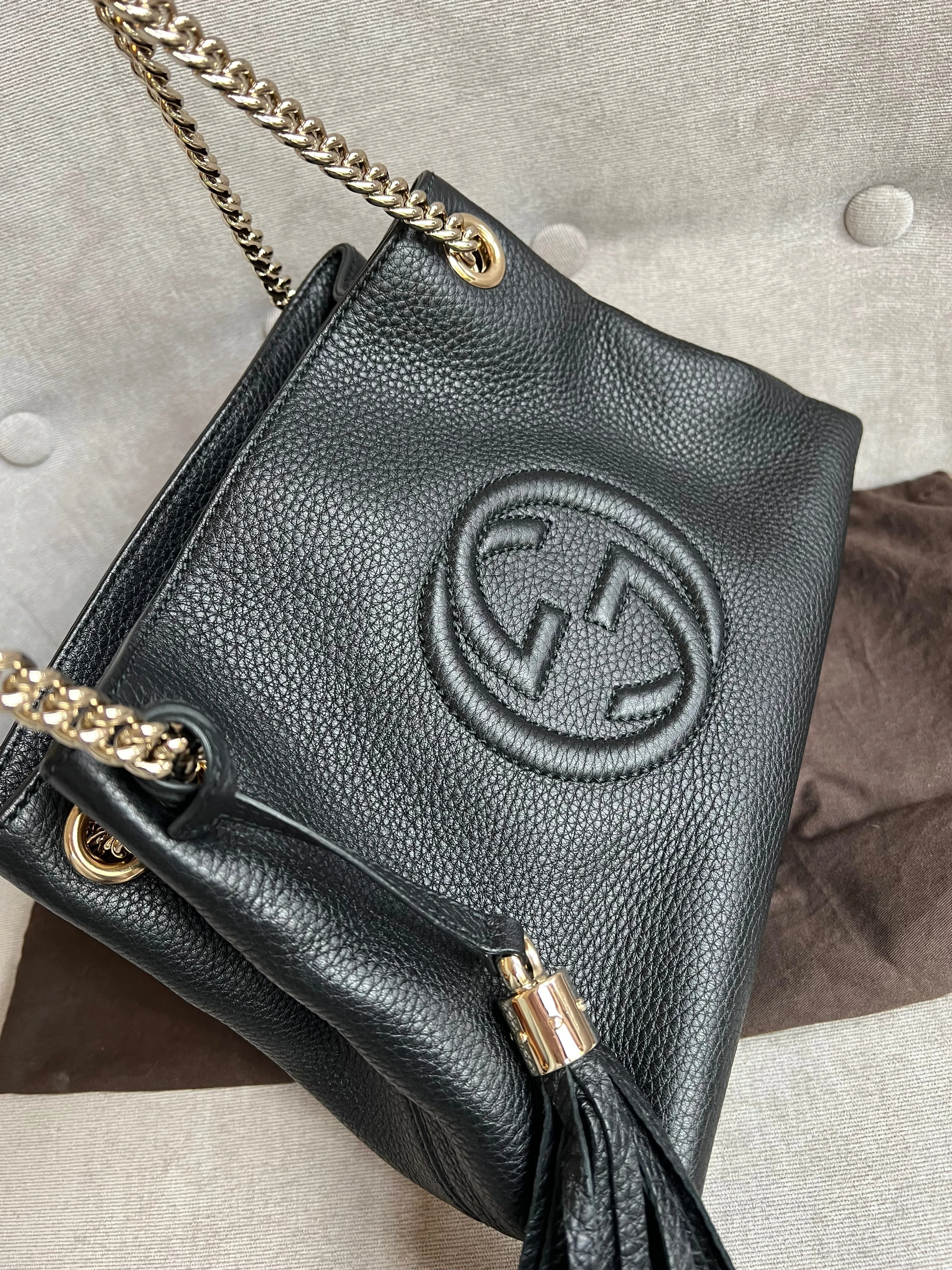 Gucci Black Mini Soho Chain Tote
