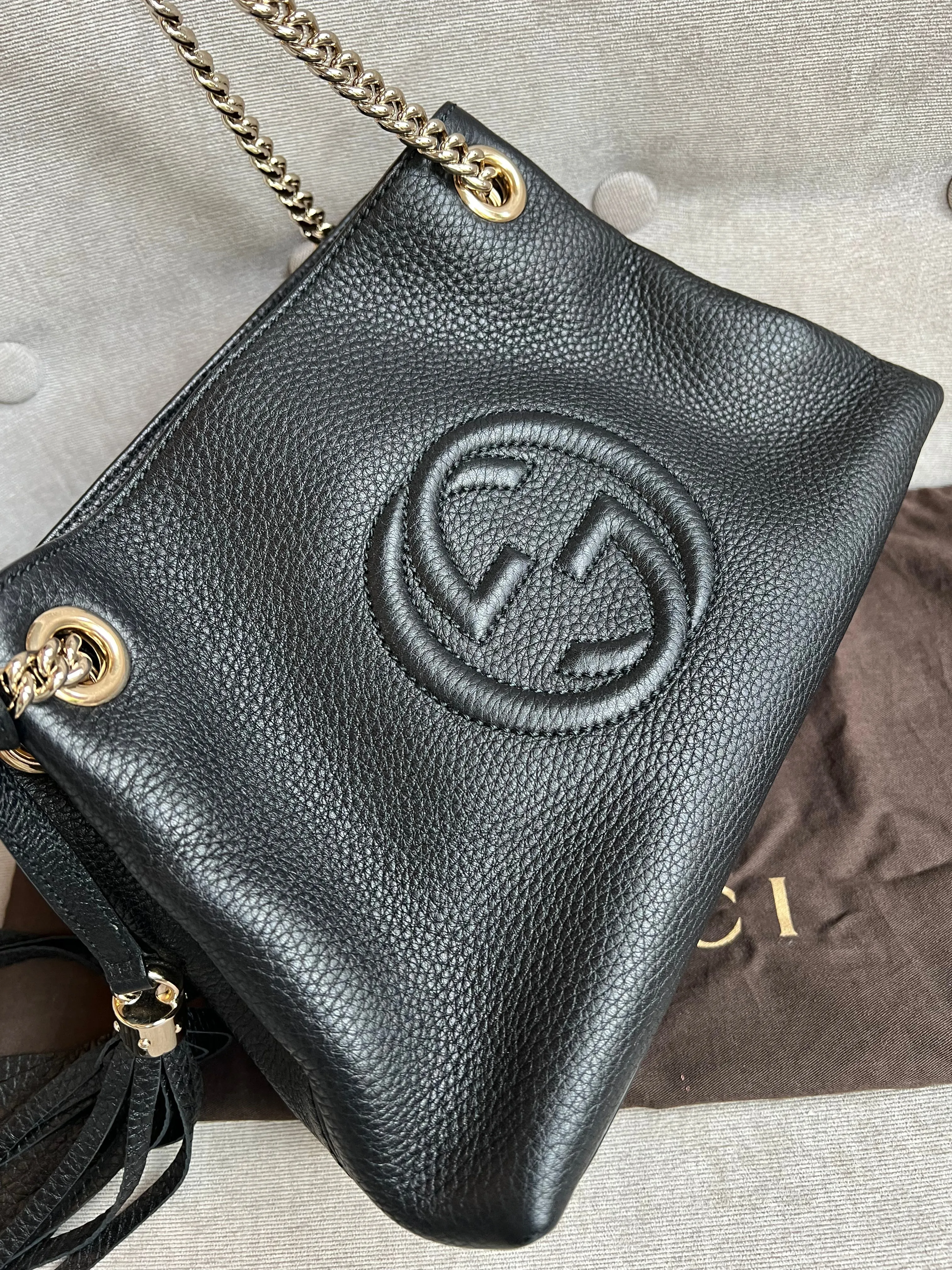 Gucci Black Mini Soho Chain Tote