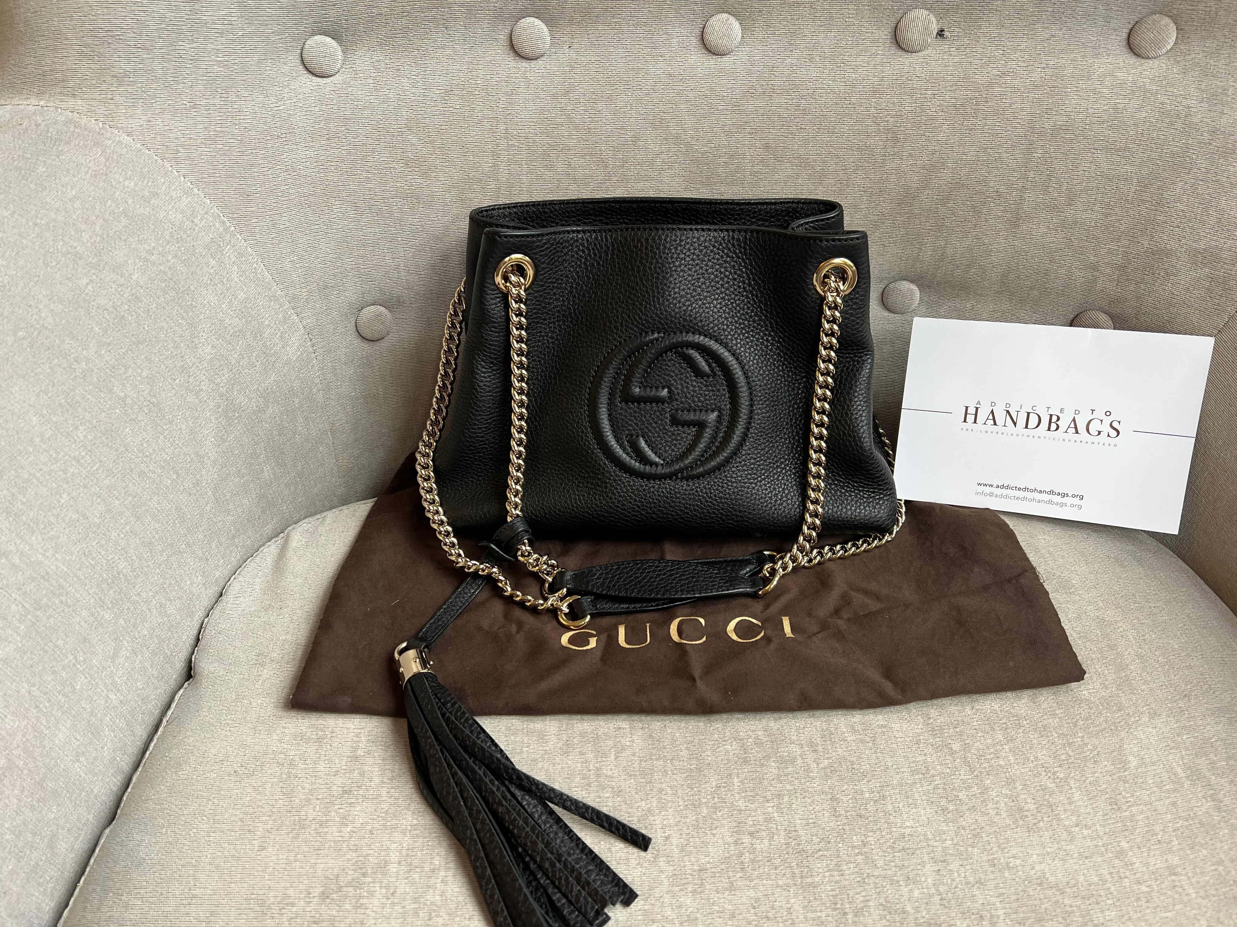 Gucci Black Mini Soho Chain Tote