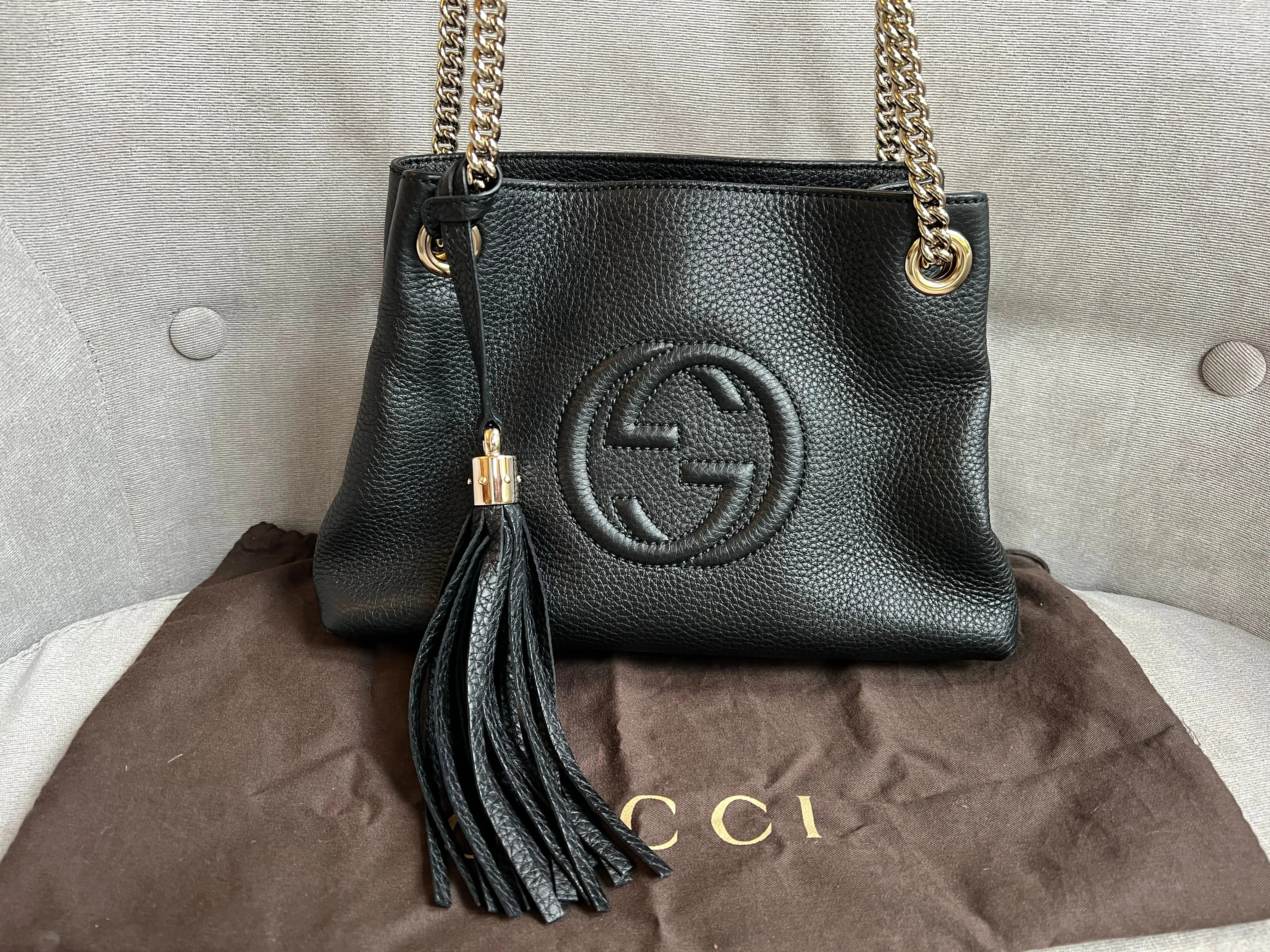Gucci Black Mini Soho Chain Tote