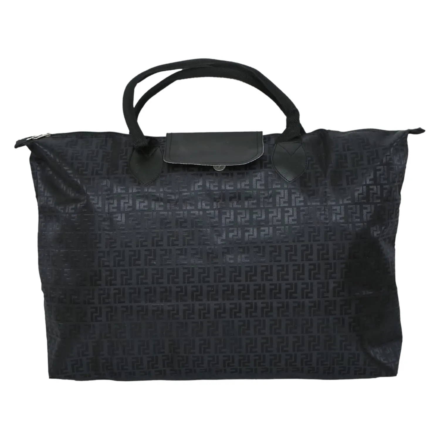 Heart Home Multiuses Designer Rexine Shopping Bags/Grocery Bag for Carry Grocery, Fruits, Vegetable with Handles (Black) 52HH3988