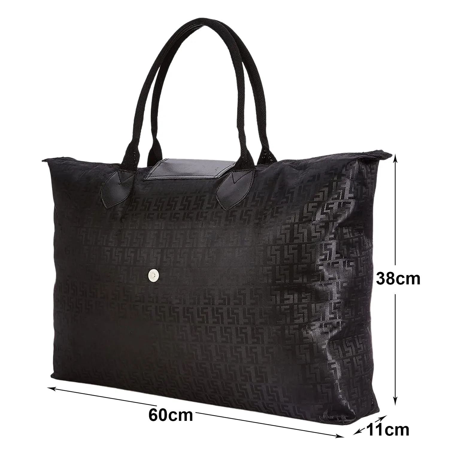 Heart Home Multiuses Designer Rexine Shopping Bags/Grocery Bag for Carry Grocery, Fruits, Vegetable with Handles (Black) 52HH3988