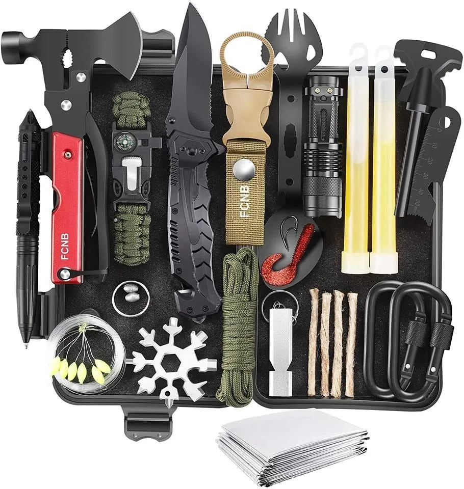 Hip-hop Men Leather Shoulder Holster Bag Sleeveless &  survival gear kit camping accessories 34 in 1 Combo Pack(10 Pack)