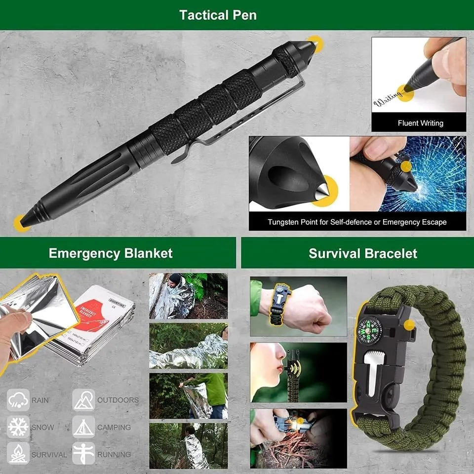Hip-hop Men Leather Shoulder Holster Bag Sleeveless &  survival gear kit camping accessories 34 in 1 Combo Pack(10 Pack)