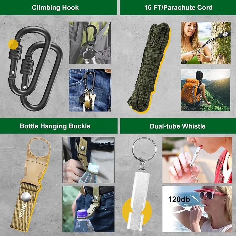 Hip-hop Men Leather Shoulder Holster Bag Sleeveless &  survival gear kit camping accessories 34 in 1 Combo Pack(10 Pack)