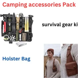 Hip-hop Men Leather Shoulder Holster Bag Sleeveless &  survival gear kit camping accessories 34 in 1 Combo Pack(10 Pack)