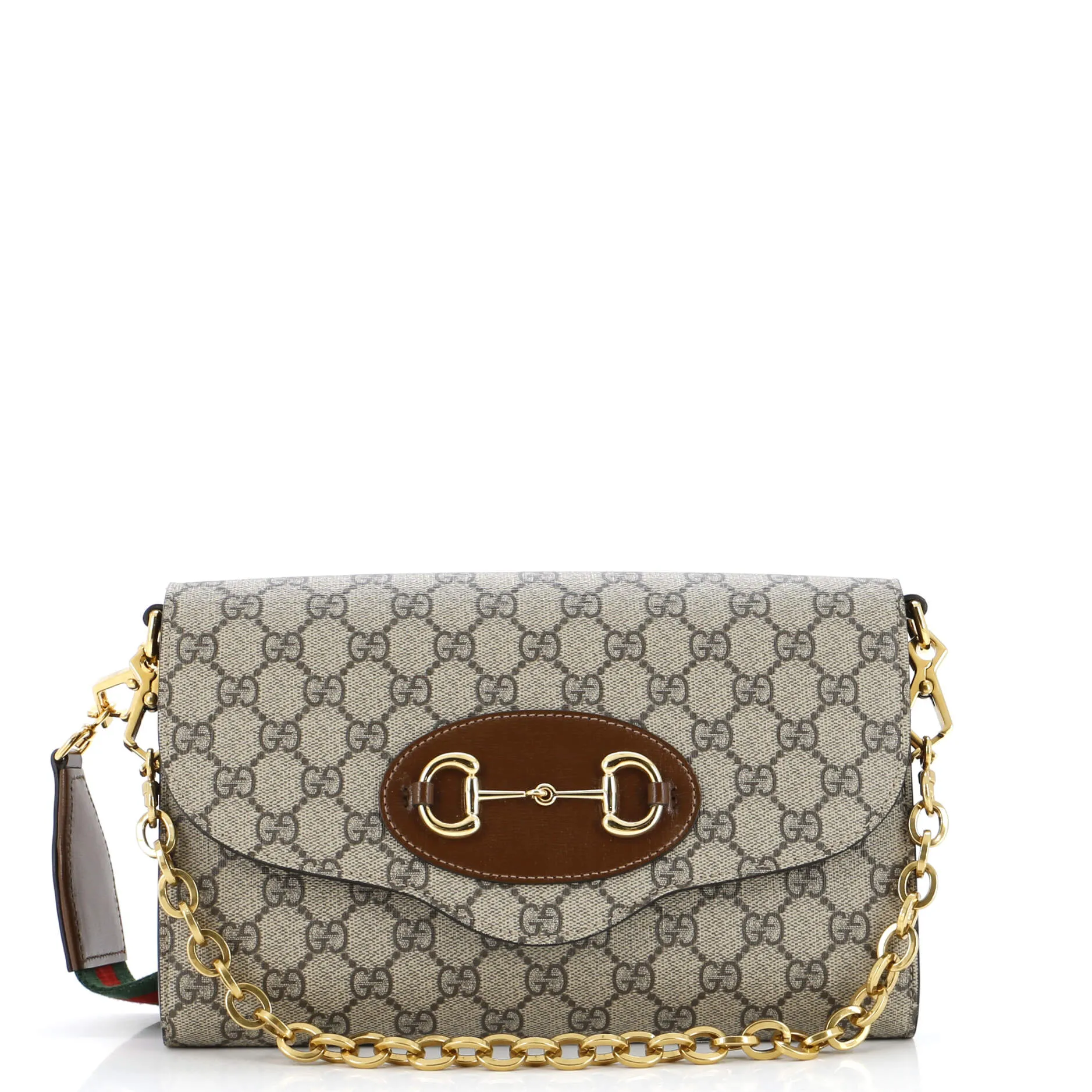 Horsebit 1955 Curved Flap Shoulder Bag GG Coated Canvas Small
