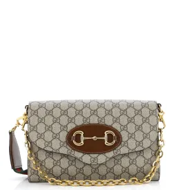Horsebit 1955 Curved Flap Shoulder Bag GG Coated Canvas Small