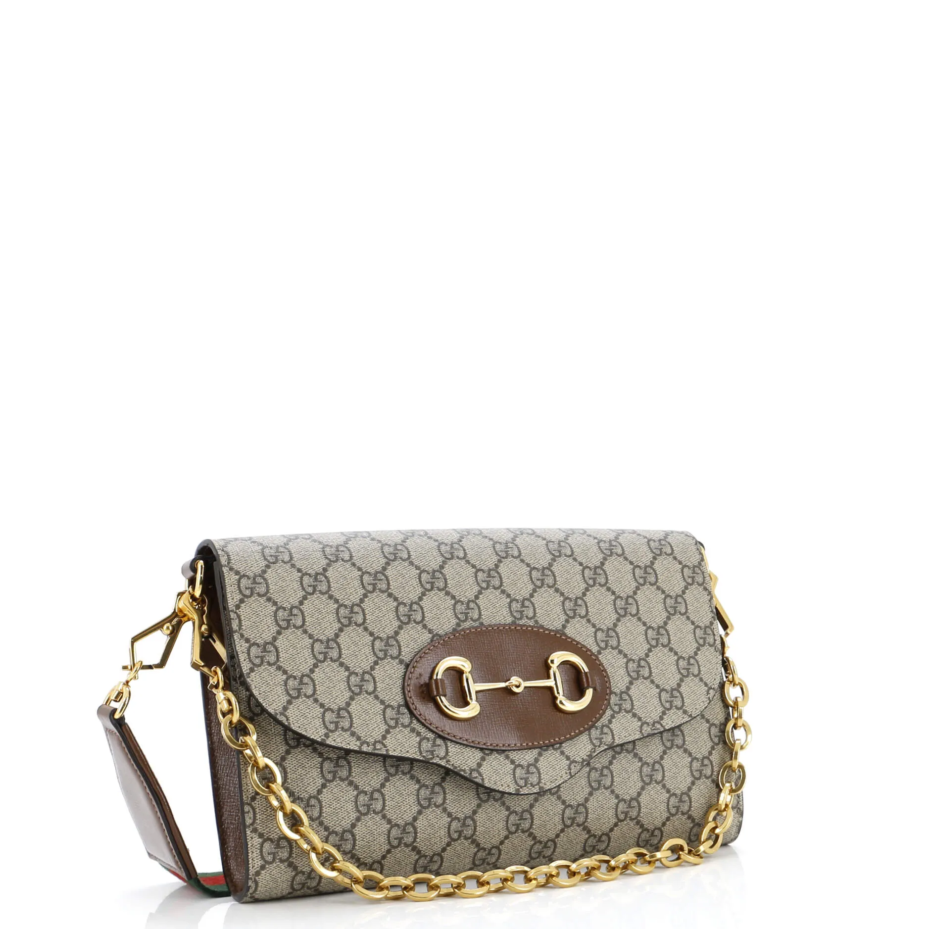 Horsebit 1955 Curved Flap Shoulder Bag GG Coated Canvas Small