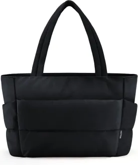 HOTOR Puffer Tote Bag for Women, Nurses - Multi-Pocket Lightweight Bag for Work - Quilted Handbag for Travel and Gym