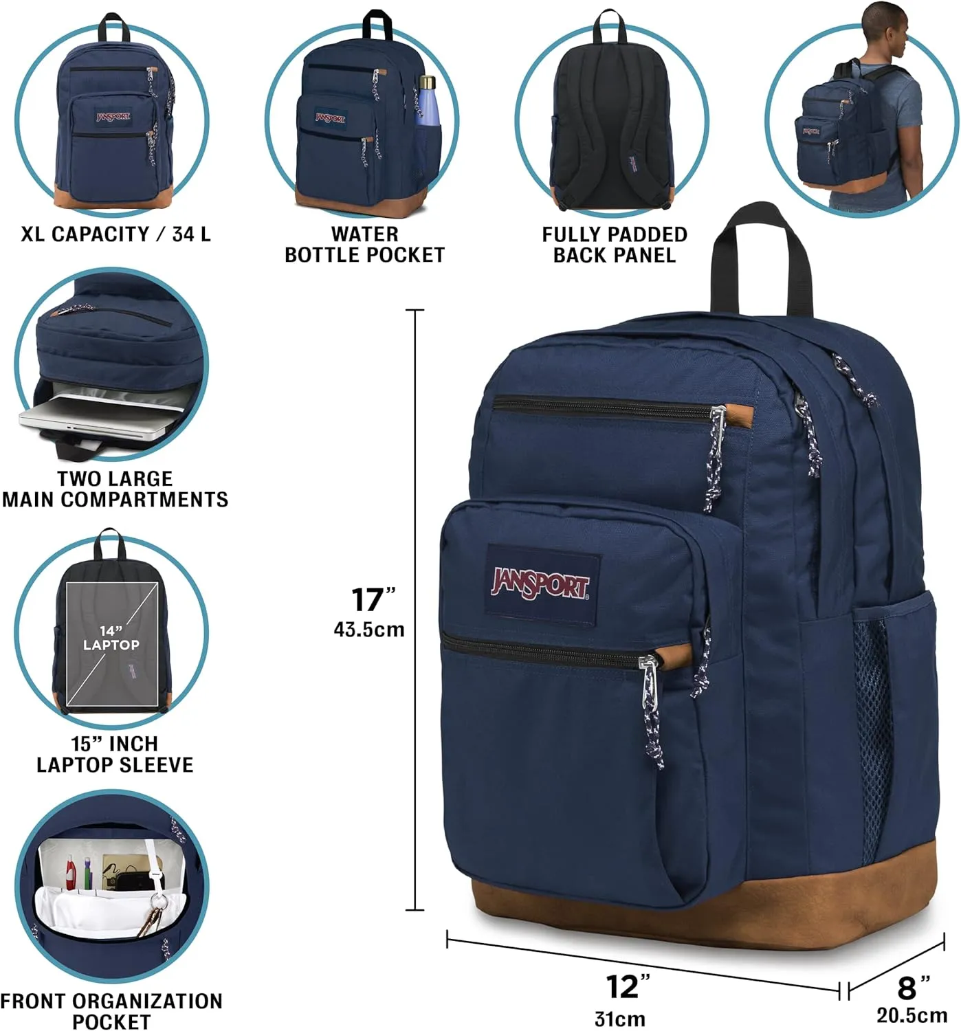 JanSport Cool Backpack with 15-inch Laptop Sleeve, Large Computer Bag Rucksack with 2 Compartments, Ergonomic Straps, Mauve Haze