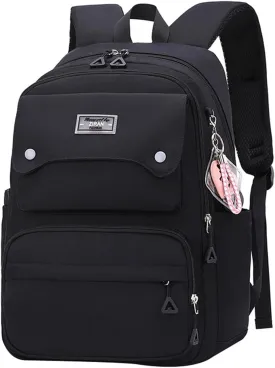 JiaYou Teen Girls Casual Backpack High Middle School Daypack Women Daily Travel Laptop Bag (1# Black, 26 Liters)