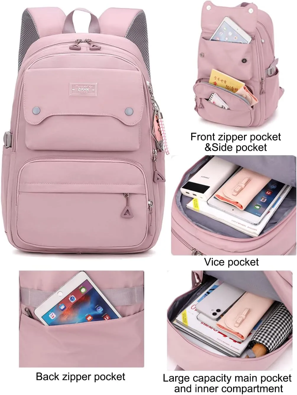 JiaYou Teen Girls Casual Backpack High Middle School Daypack Women Daily Travel Laptop Bag (1# Black, 26 Liters)