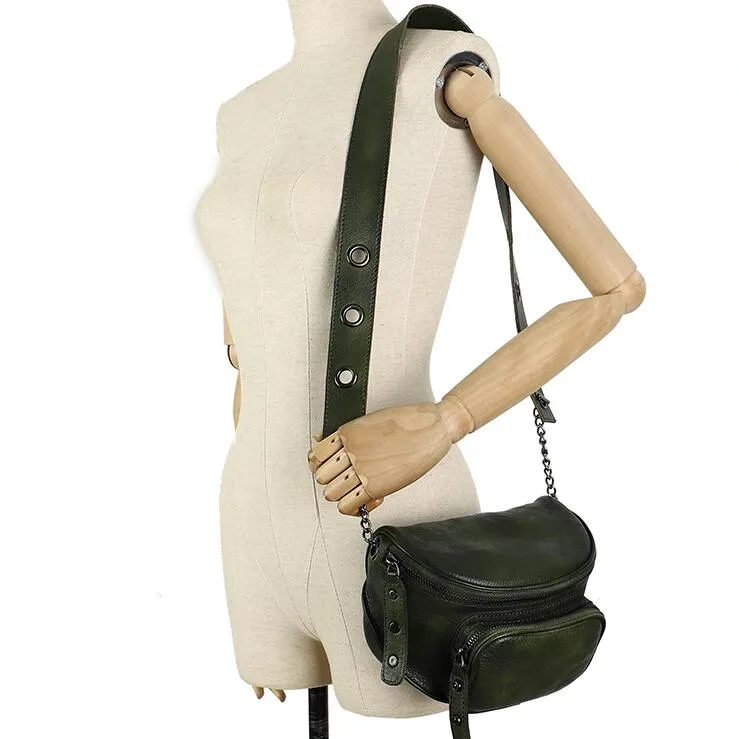 Ladies Brown Leather Cross Shoulder Purse Leather Saddle Bags For Women