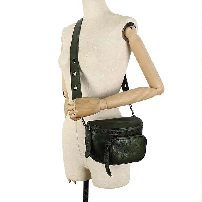 Ladies Brown Leather Cross Shoulder Purse Leather Saddle Bags For Women