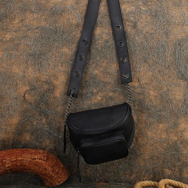 Ladies Brown Leather Cross Shoulder Purse Leather Saddle Bags For Women