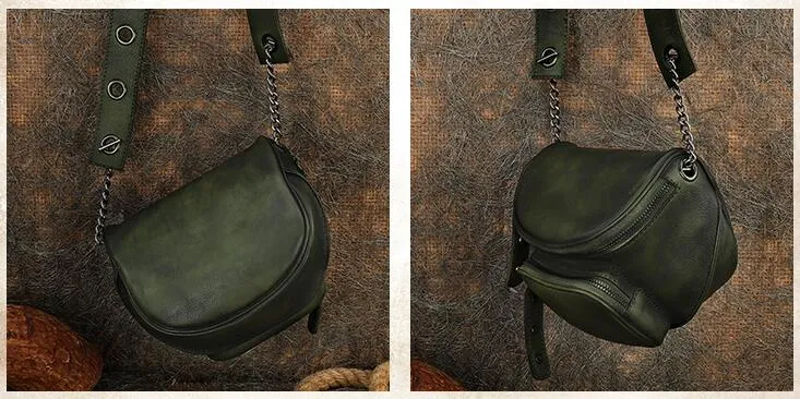 Ladies Brown Leather Cross Shoulder Purse Leather Saddle Bags For Women