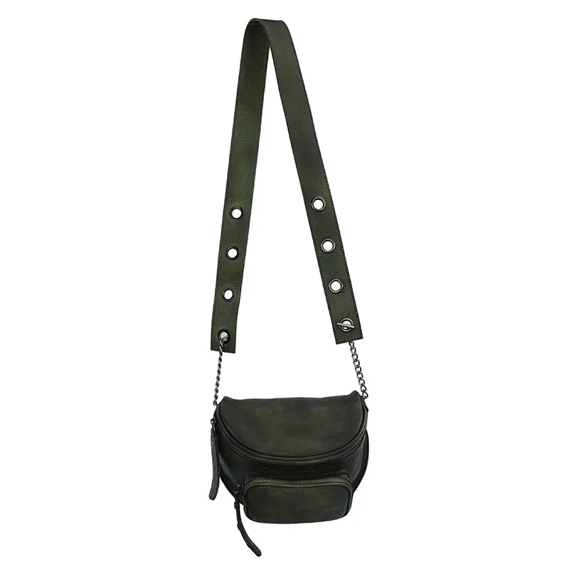 Ladies Brown Leather Cross Shoulder Purse Leather Saddle Bags For Women
