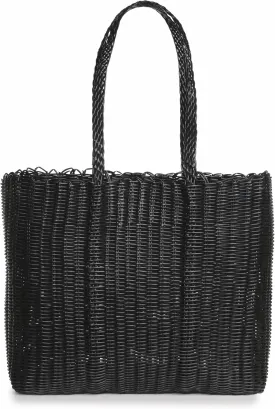 Laguna Beach Textile Co Mammoth Black Beach Bag - Oversized, Waterproof, Woven, Recycled, Picnic, Beach & Outdoor Carryall Tote