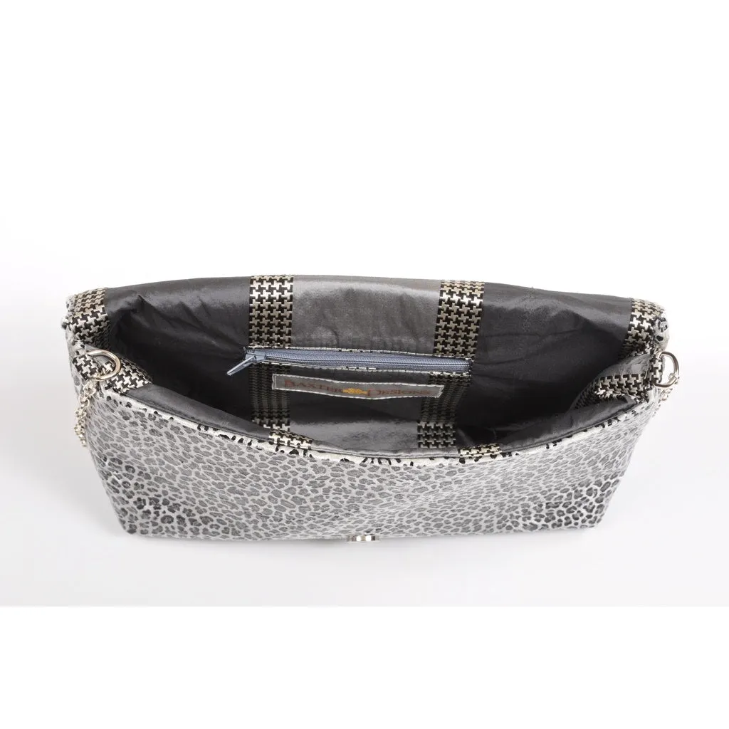 Leopard Silver envelope clutch