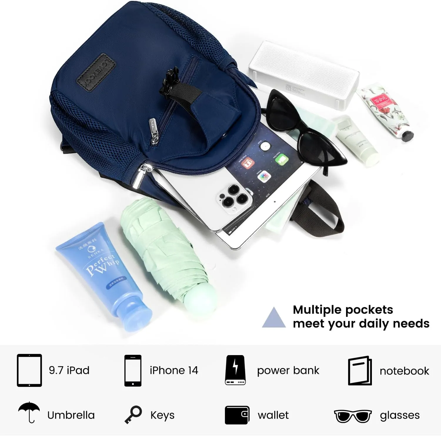 LOVEVOOK Sling Bag for Women Casual Daypack Nylon Crossbody Sling Backpack Travel Shoulder Bag Hiking Daypack