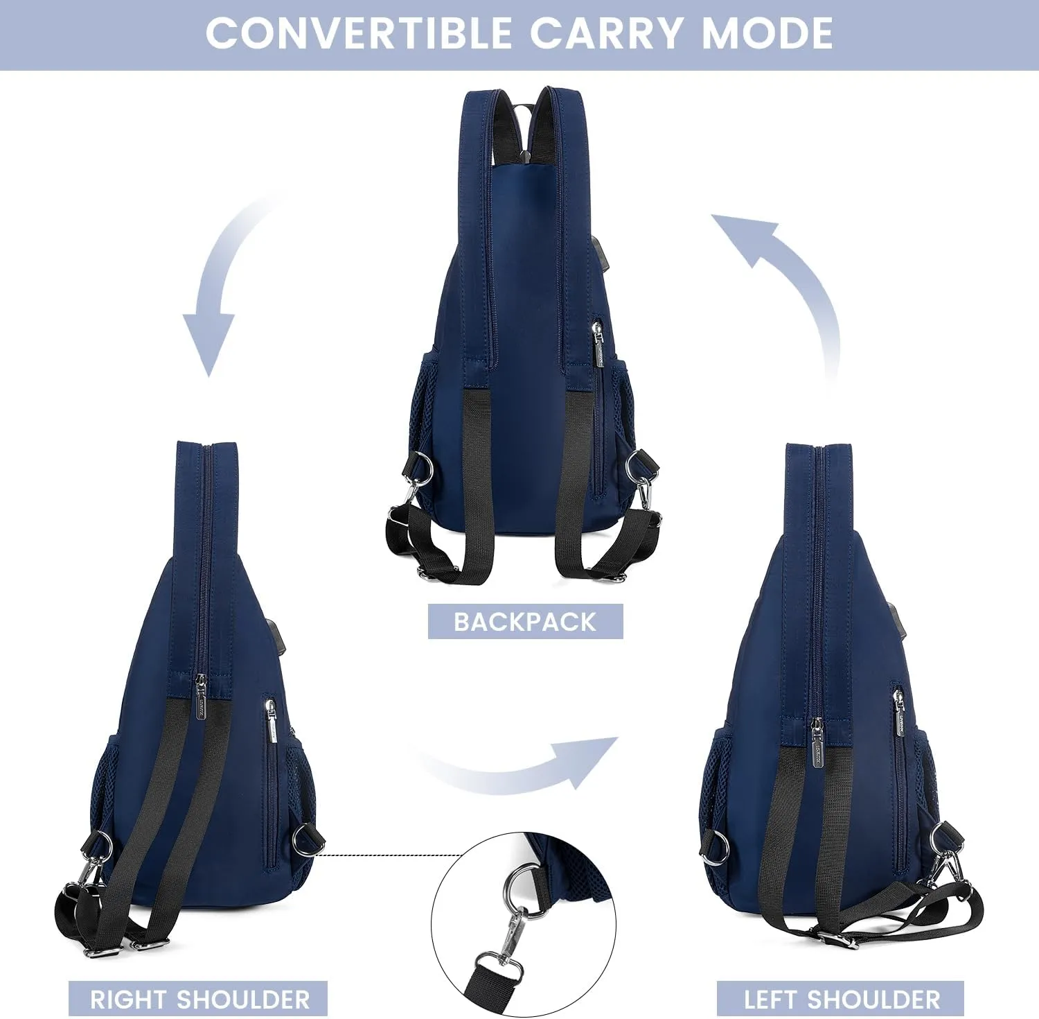 LOVEVOOK Sling Bag for Women Casual Daypack Nylon Crossbody Sling Backpack Travel Shoulder Bag Hiking Daypack