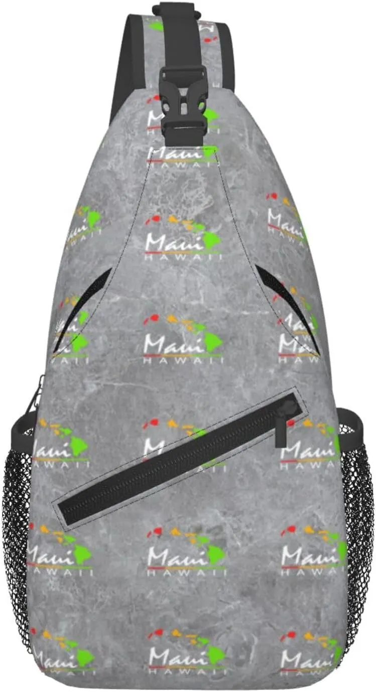 Maui Hawaiian Islands Sling Bag Crossbody Backpack Shoulder Casual Daypack Bag for Men Women