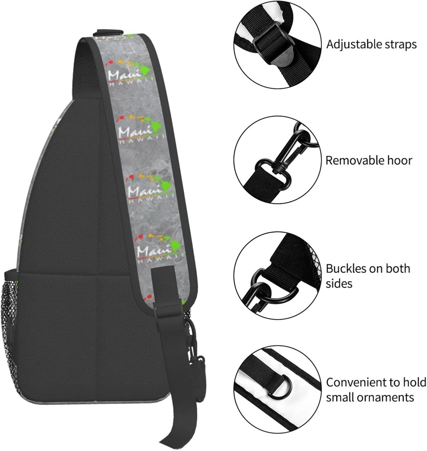 Maui Hawaiian Islands Sling Bag Crossbody Backpack Shoulder Casual Daypack Bag for Men Women
