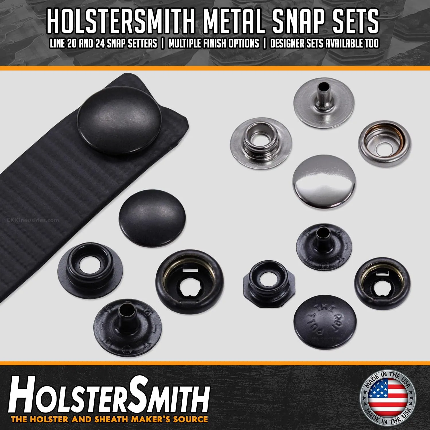 Metal Snap Sets - (Line 24) - (Shotgun Shell) - (1 Set) - for Leather, Holsters, Sheaths, Pouches, and Clothing