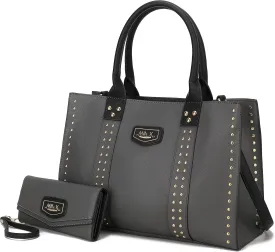 MKF Collection Tote Bag for Women, Vegan Leather Top-Handle Crossover Wristlet wallet & Satchel Handbag Purse by Mia k