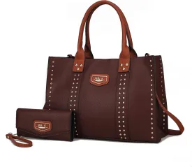 MKF Collection Tote Bag for Women, Vegan Leather Top-Handle Crossover Wristlet wallet & Satchel Handbag Purse by Mia k